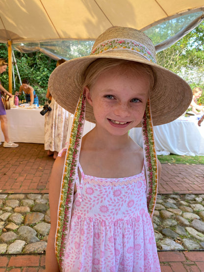 Palmetto Girl’s Hat - Long & Thin French Blue Grosgrain Ribbon