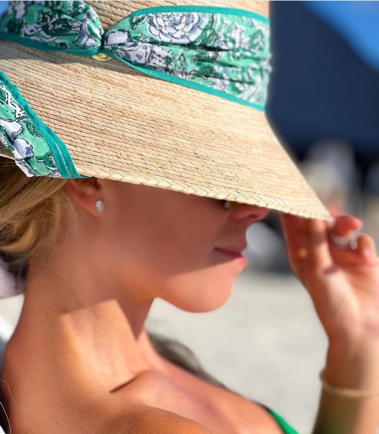Clematis Bucket Hat - Wide & Short Navy Grosgrain Ribbon