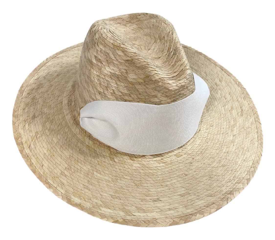 Zinnia Sun Hat - Wide & Short White Tennis & Croquet Ribbon