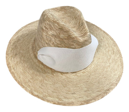 Zinnia Sun Hat - Wide & Short White Tennis & Croquet Ribbon