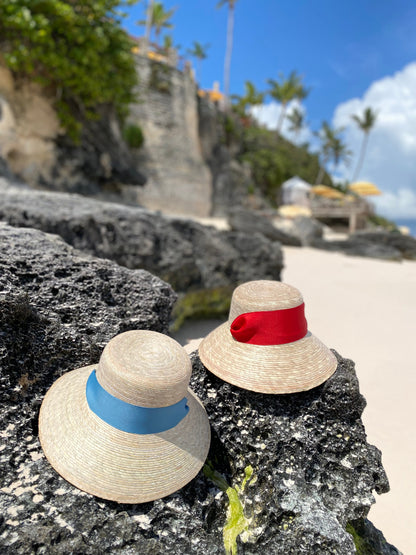 Clematis Bucket Hat - Wide & Short Navy Grosgrain Ribbon