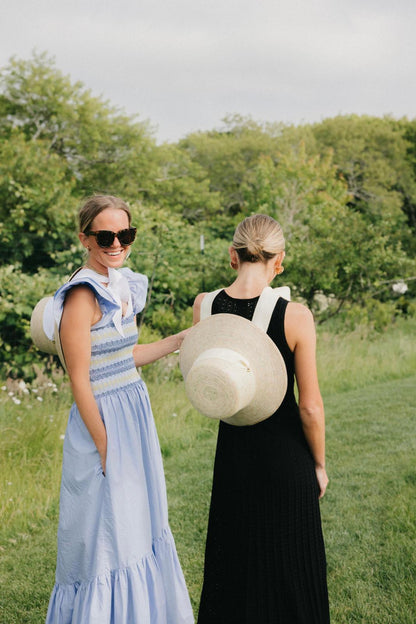 Clematis Bucket Hat - Wide & Short Navy Grosgrain Ribbon