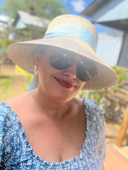 Clematis Bucket Hat - Antique Eyelet Scallop Lace Short Ribbon