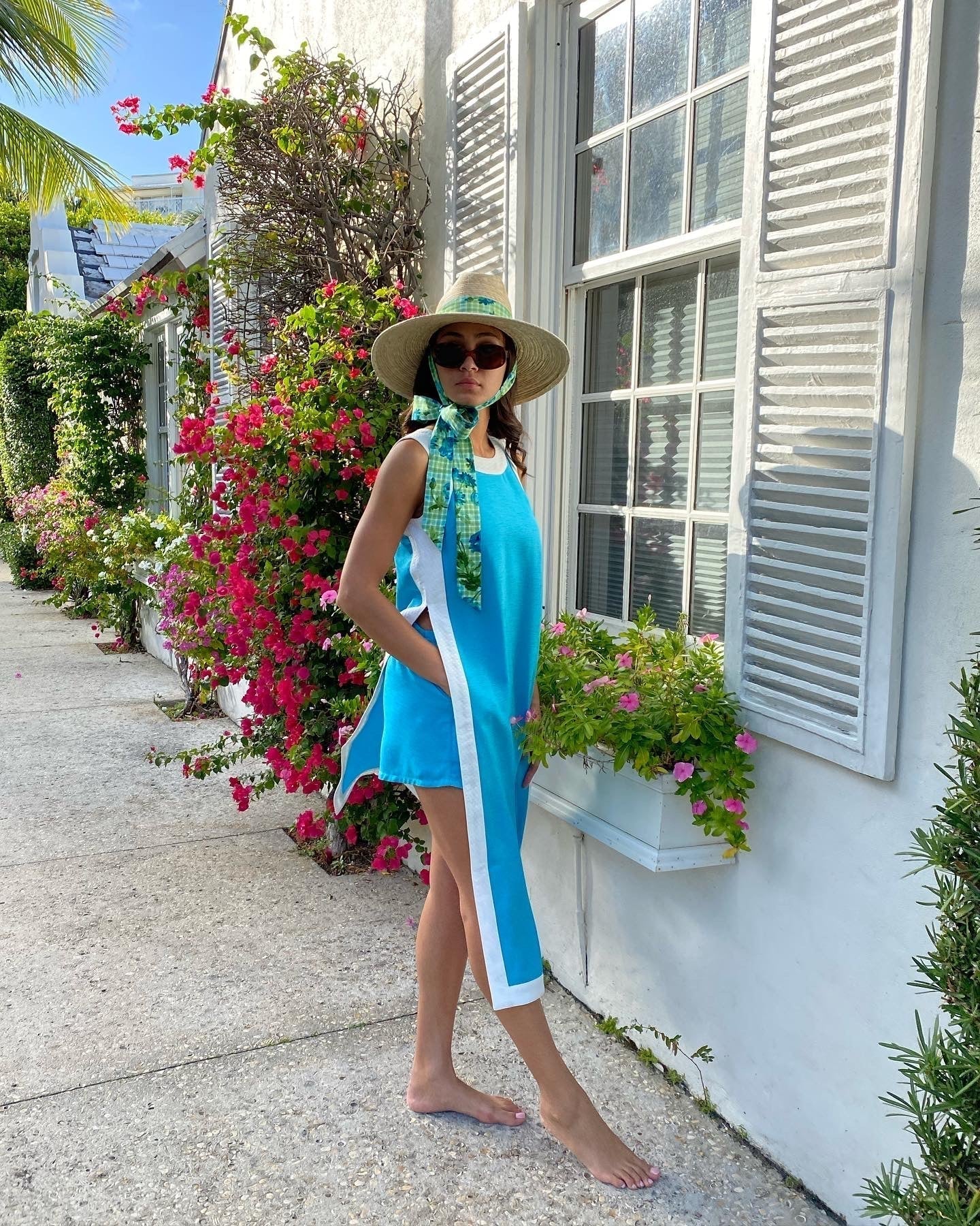 Sombrero para el sol de malvarrosa - Cinta larga de grogrén verde oliva