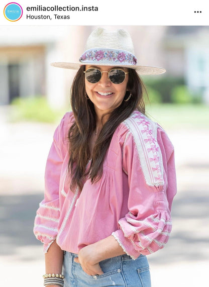 Zinnia Sun Hat - Long & Thin Ivory Grosgrain Ribbon