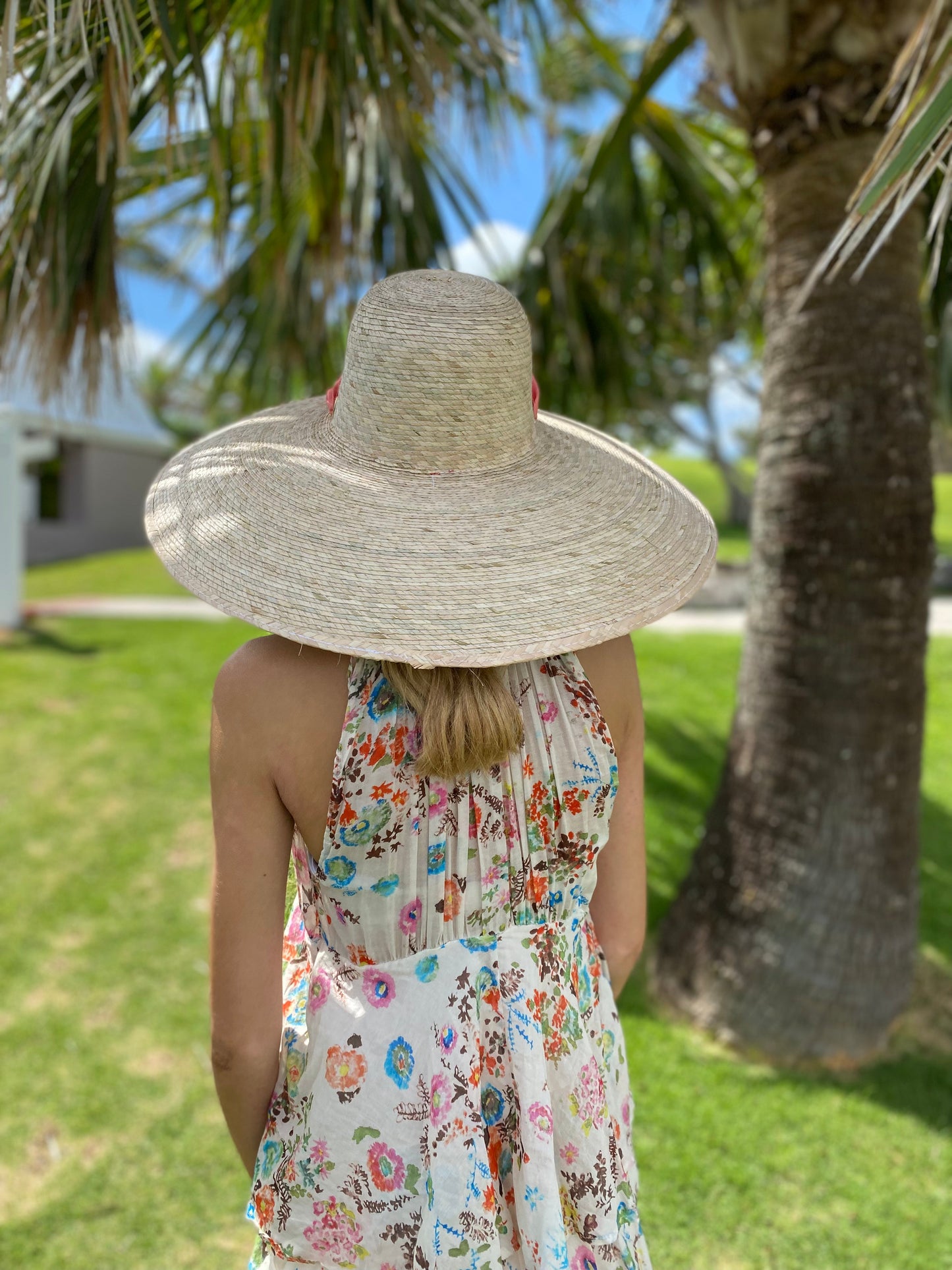 Daisy Sun Hat - Wide & Short Red Grosgrain Ribbon