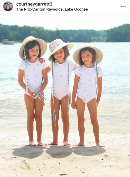 Palmetto Girl’s Hat - Long Coral Grosgrain Ribbon