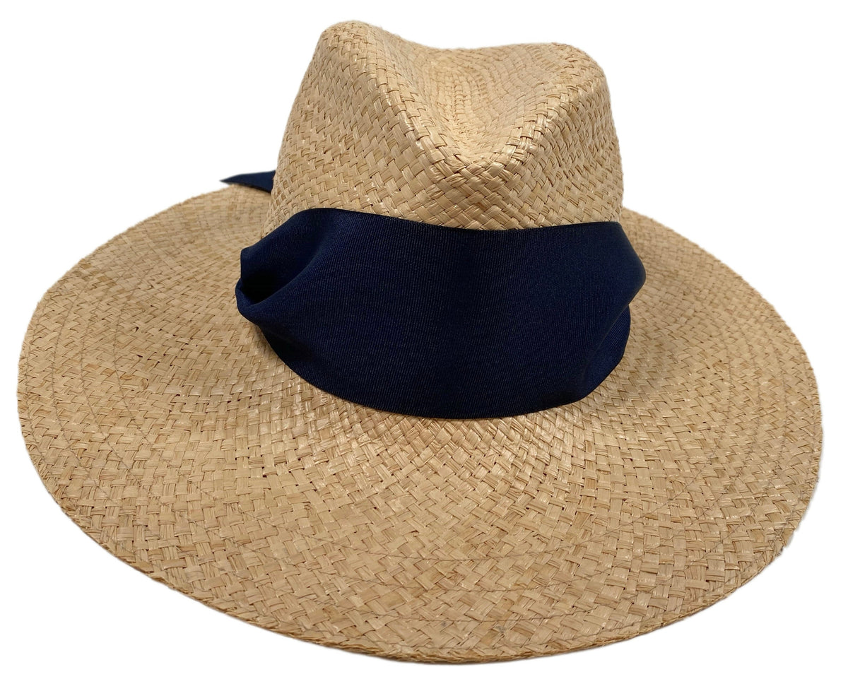 Oleander Sun Hat - Wide Navy Grosgrain Ribbon