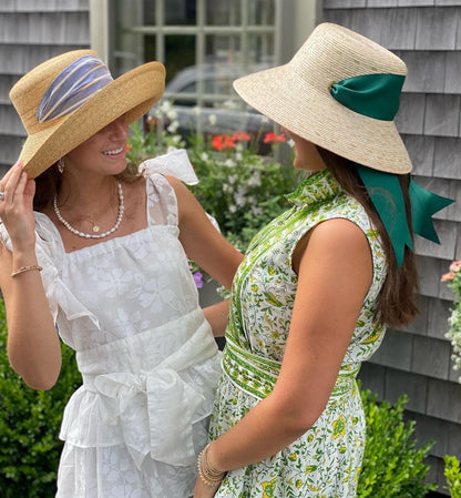 Clematis Bucket Hat - Wide & Short Navy Grosgrain Ribbon