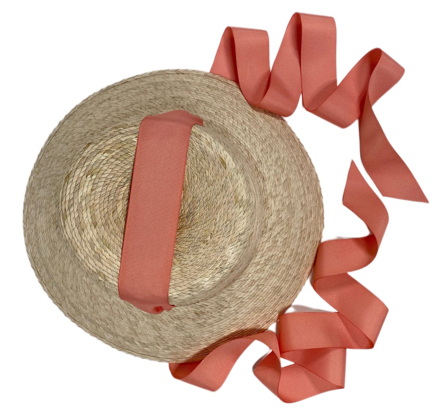 Palmetto Girl’s Hat - Long Coral Grosgrain Ribbon
