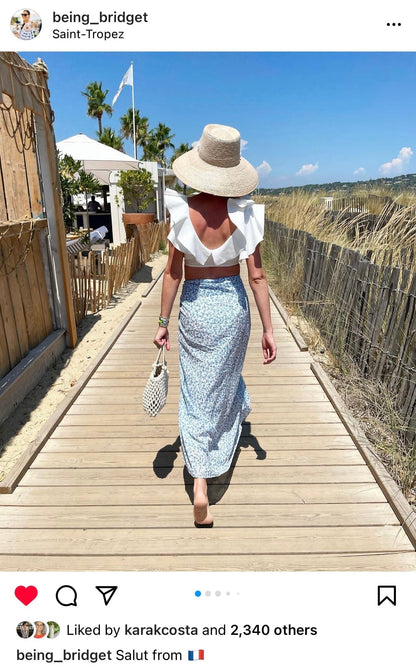 Wildflower Sun Hat - Cornflower Blue Paracord Lanyard with Wood & Jade Toggle Beads