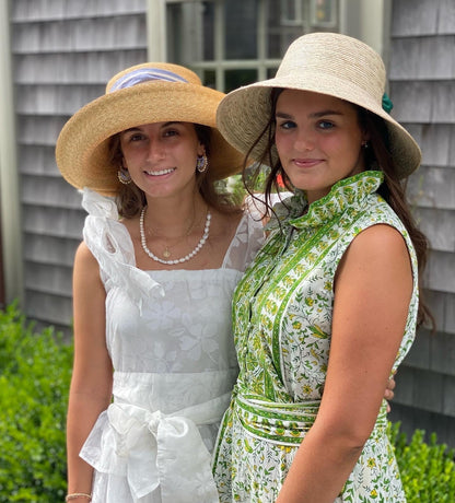 Clematis Bucket Hat - Wide & Short Navy Grosgrain Ribbon