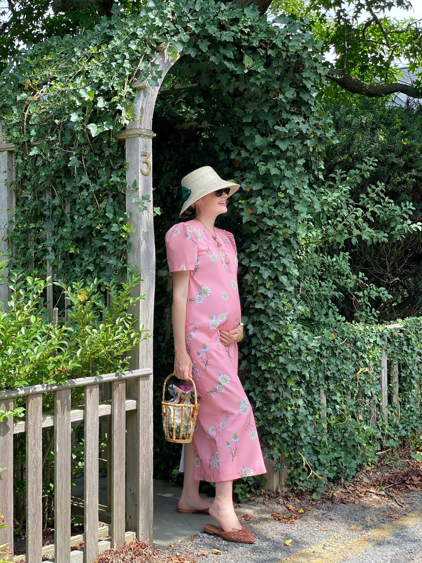 Clematis Bucket Hat - Wide & Short Navy Grosgrain Ribbon