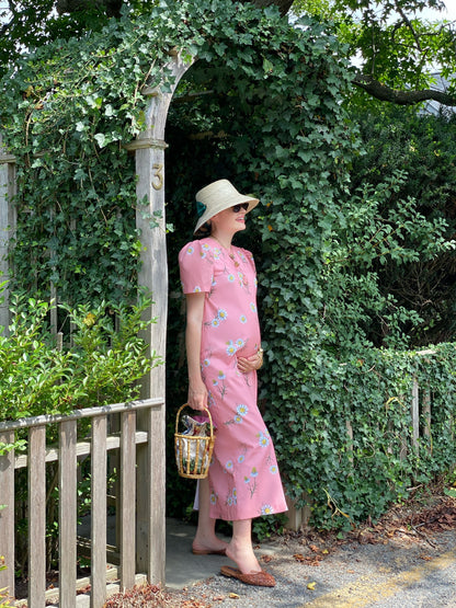Clematis Bucket Hat - Wide & Short Navy Grosgrain Ribbon