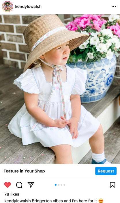 Palmetto Little Girl’s Hat - Vintage Swiss Dot Lace Ribbon