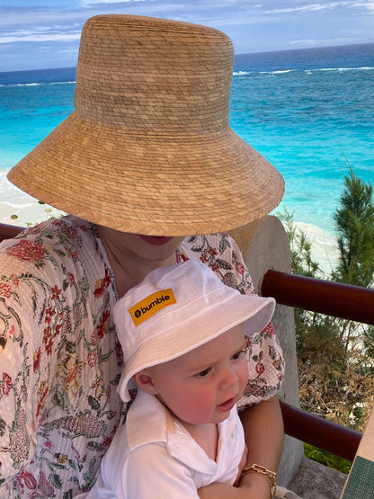 Clematis Bucket Hat - Wide & Short Navy Grosgrain Ribbon