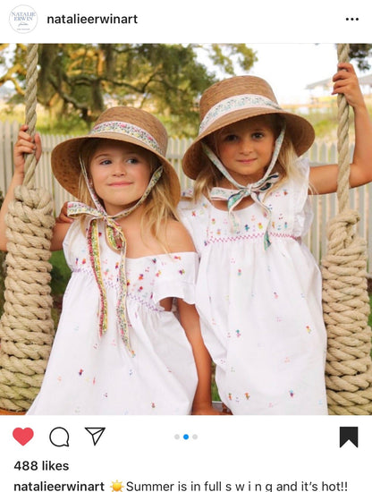 Palmetto Girl’s Hat - Vintage Floral Ribbon