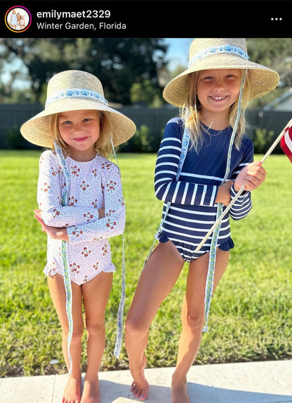 Palmetto Girl’s Hat - Thin & Long Navy Grosgrain