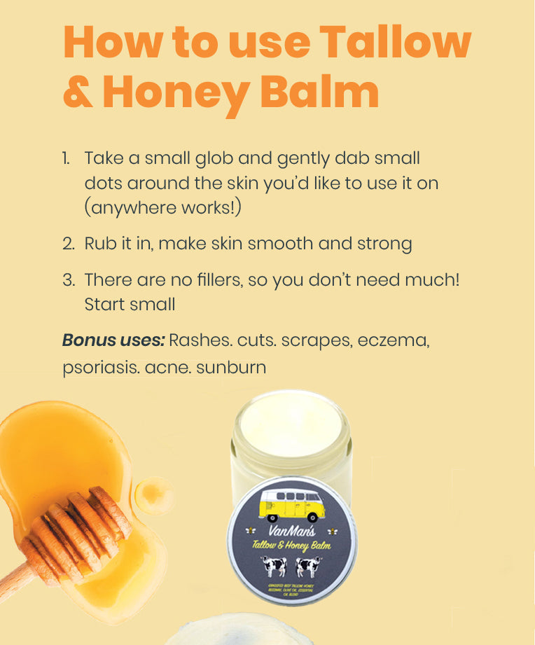 VanMan's Bison Tallow & Honey Balm - 2 oz *No Essential Oils*