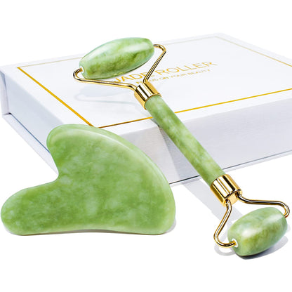 Caja de regalo con rodillo de jade y gua sha