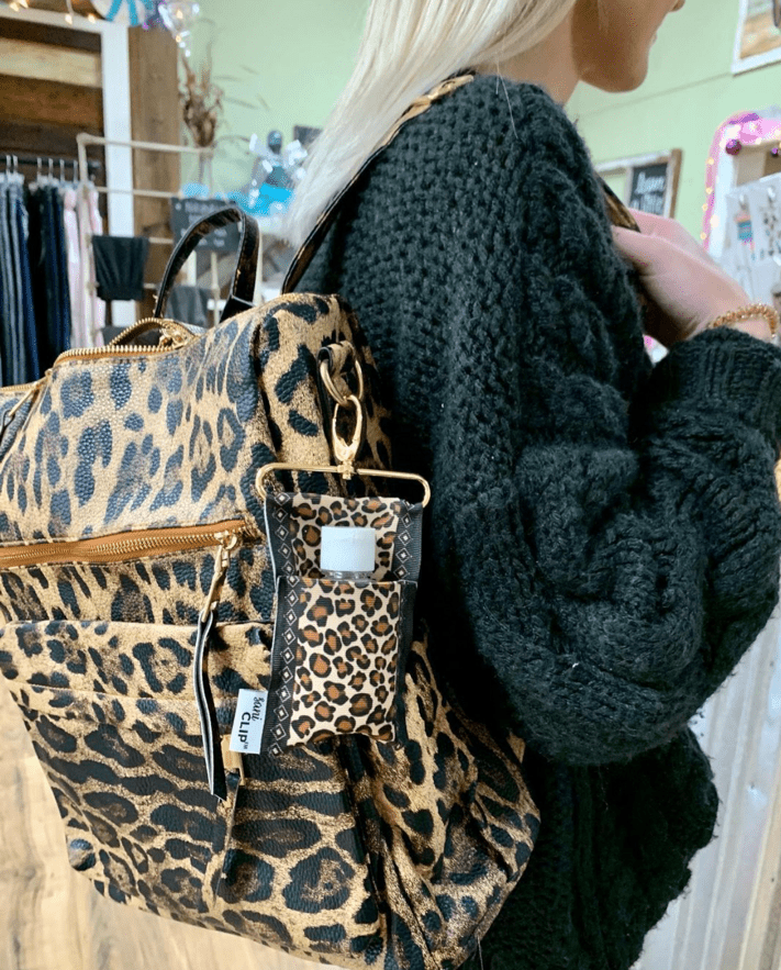 Leopard SaniClip Hand Sanitizer Holder - made to order | Daily Health & Beauty