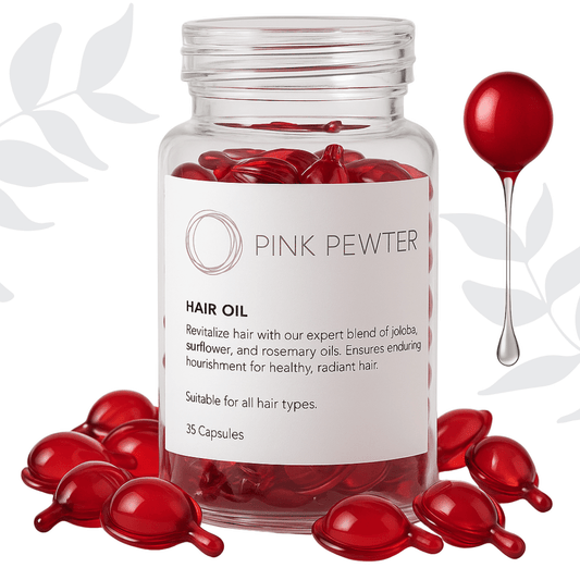 Lightweight Hair Oil Capsules - Nourishing Blend with Olive, Jojoba, Sunflower Seed and Rosemary Oil (Shine and Frizz Control) - 6 Pack with Display | Daily Health & Beauty