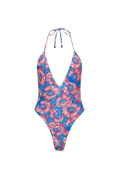 Los Cabos Deep V One Piece Pink Floral