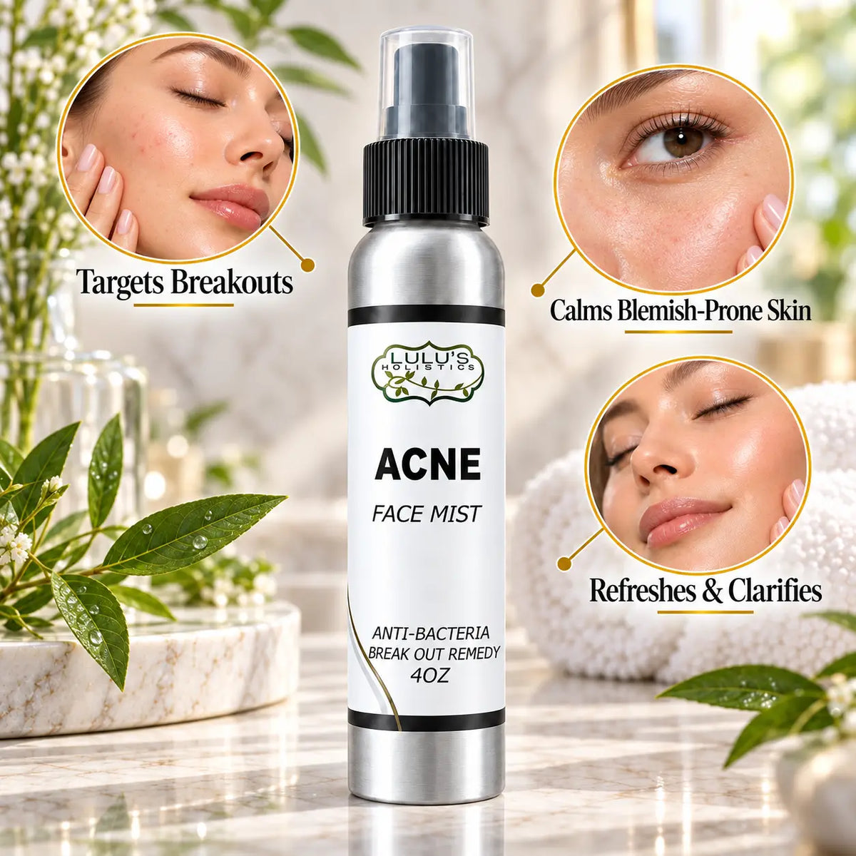 Lulu's Holistics Clarifying Witch Hazel & Tea Tree Blemish Face Mist (4oz)