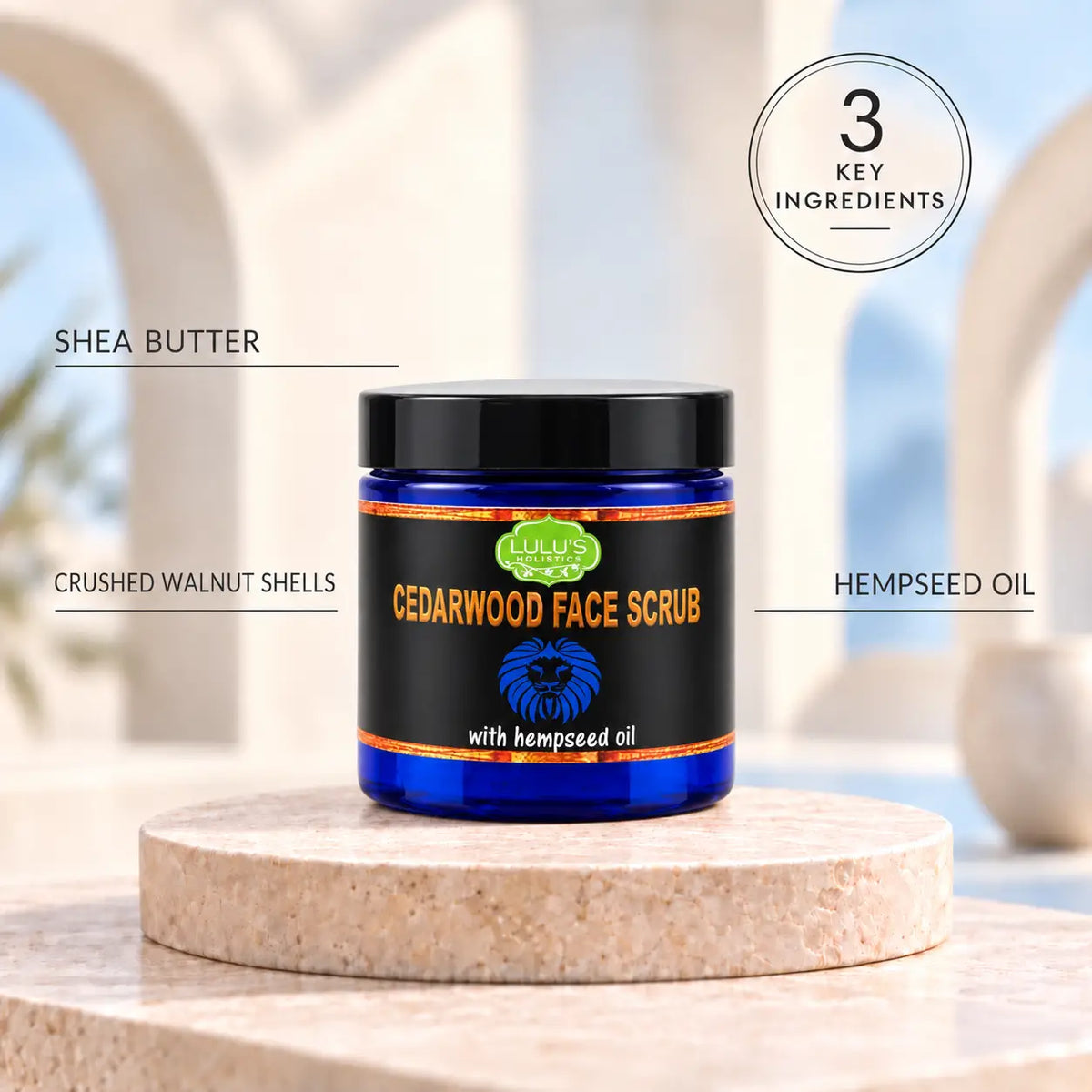 Lulu's Holistics Cedarwood & Hemp Seed Exfoliating Face Scrub (4oz)