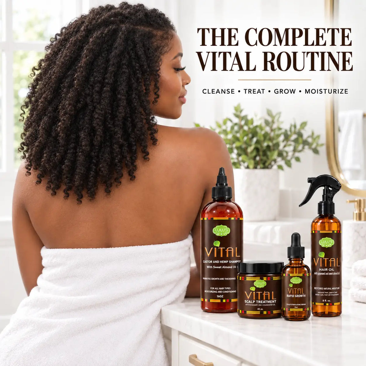 Lulu's Holistics Vital Hair Thickness & Scalp Stimulating Complete 4-Piece Routine Box