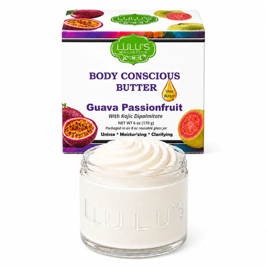 Beurre corporel fouetté éclaircissant à la goyave et au fruit de la Passion – Peau d'apparence inégale