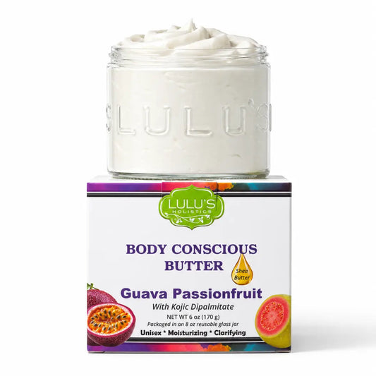 Beurre corporel fouetté éclaircissant à la goyave et au fruit de la Passion – Peau d'apparence inégale