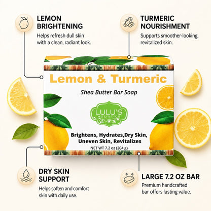 Lemon Turmeric Shea Butter Bar Soap – Brightening for Dark Spots & Uneven Tone