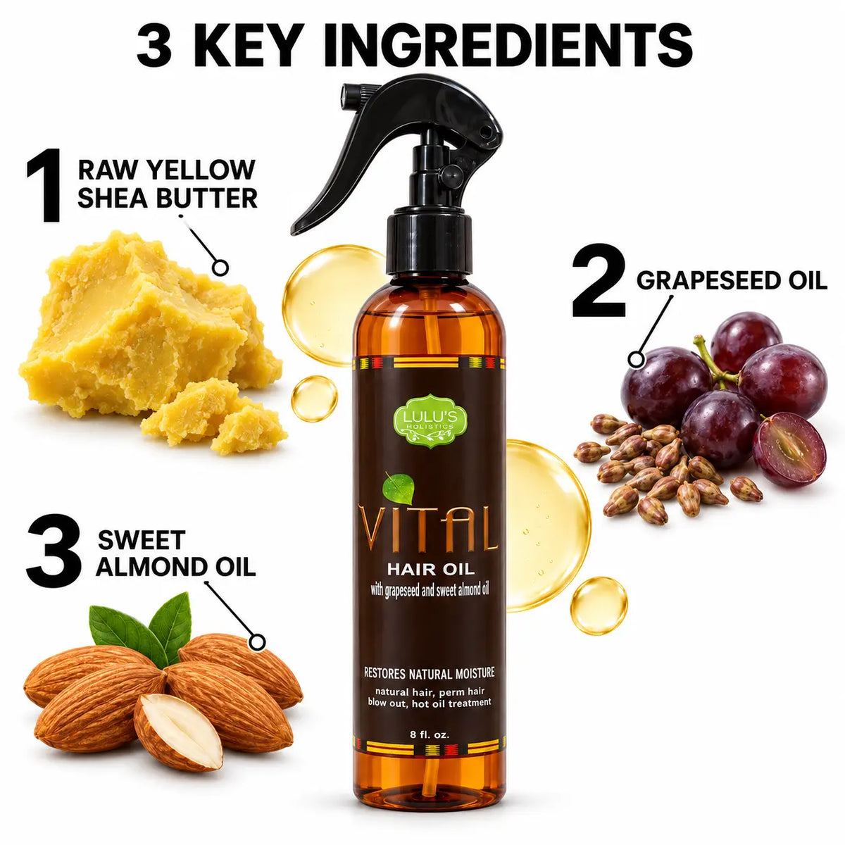 Lulu's Holistics Vital Hair Growth-Boosting & Conditioning Treatment Oil (8oz)