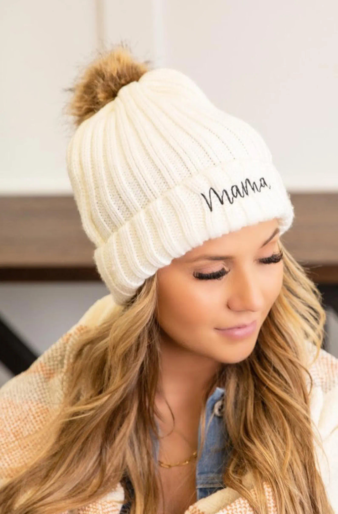 Mama Knitted Beanie Hat - Perfect Gift for Moms-to-be