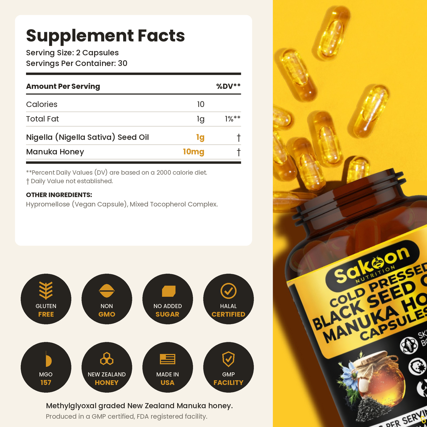 Black Seed Oil & Manuka Honey Capsules | Halal Immune Support