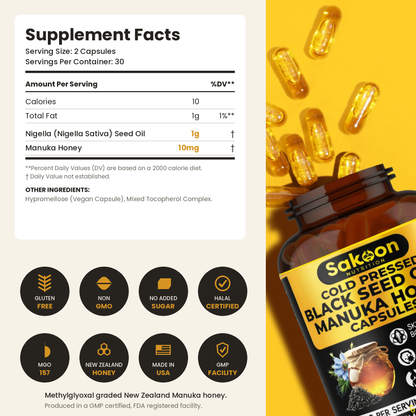 Black Seed Oil & Manuka Honey Capsules | Halal Immune Support
