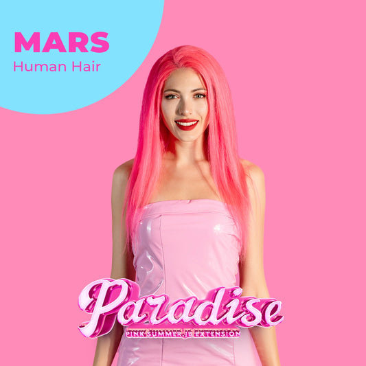 JBEXTENSION Real Human Hair 18 inches 13X5 Lakefront Free Parting 150 Density MARS ( Hot pink )