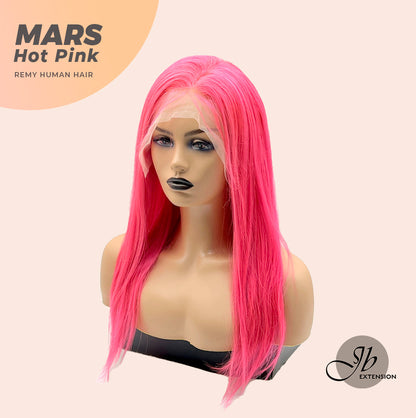 JBEXTENSION Real Human Hair 18 inches 13X5 Lakefront Free Parting 150 Density MARS ( Hot pink )