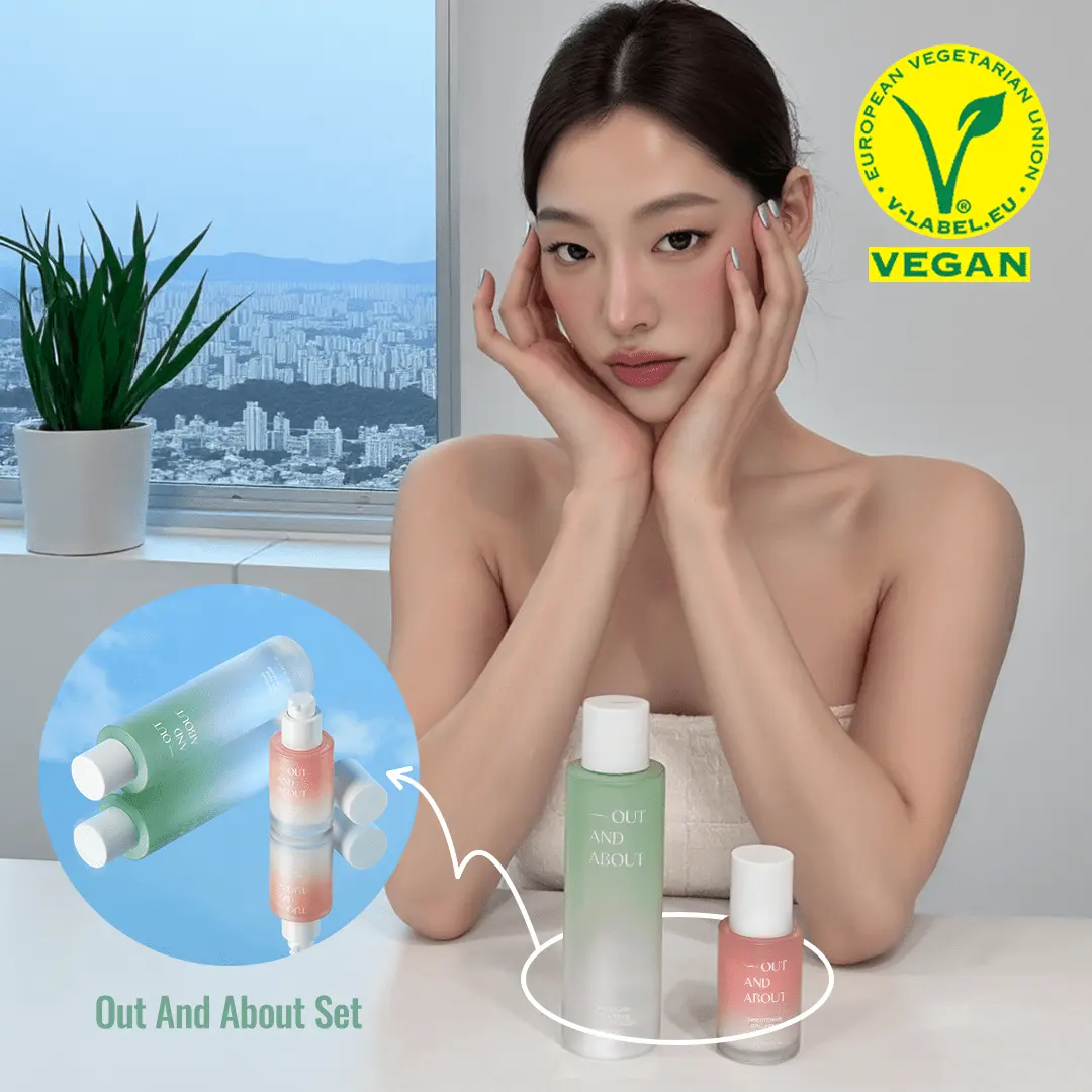 [Out And About Set] OUT AND ABOUT Moisture Tea Tree Cica Toner 200ml & Brightening Collagen Serum 30ml