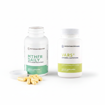 MTHFR Daily Methylation Multivitamin and VARS® Liposomal Glutathione bundle by Physician Designed — complete methylation and detox stack