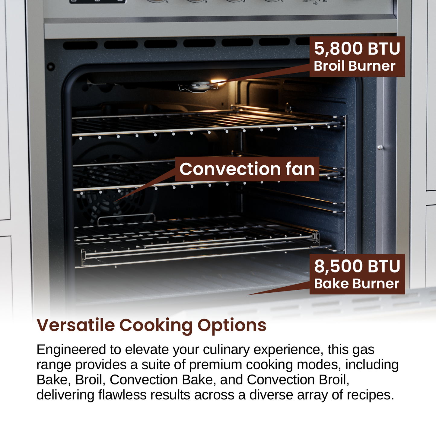 Rangaire 24" Gas Range Convection Oven Freestanding Stainless Steel RRG241TS