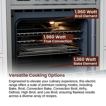 Rangaire 24" Electric Range AirFry Convection Oven Freestanding Stainless Steel RRE241TS