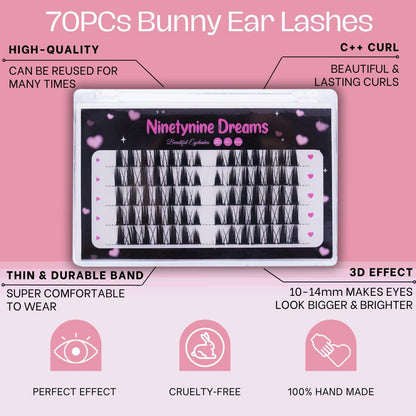 70PCs Bunny Ear Lashes