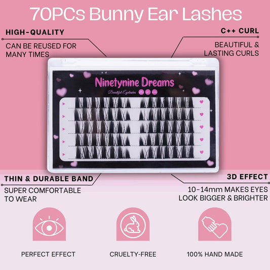 70PCs Bunny Ear Lashes
