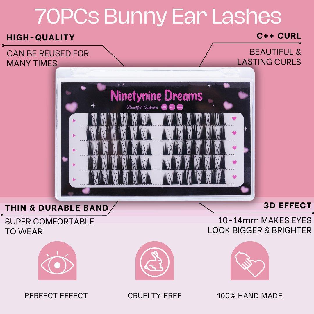 70PCs Bunny Ear Lashes