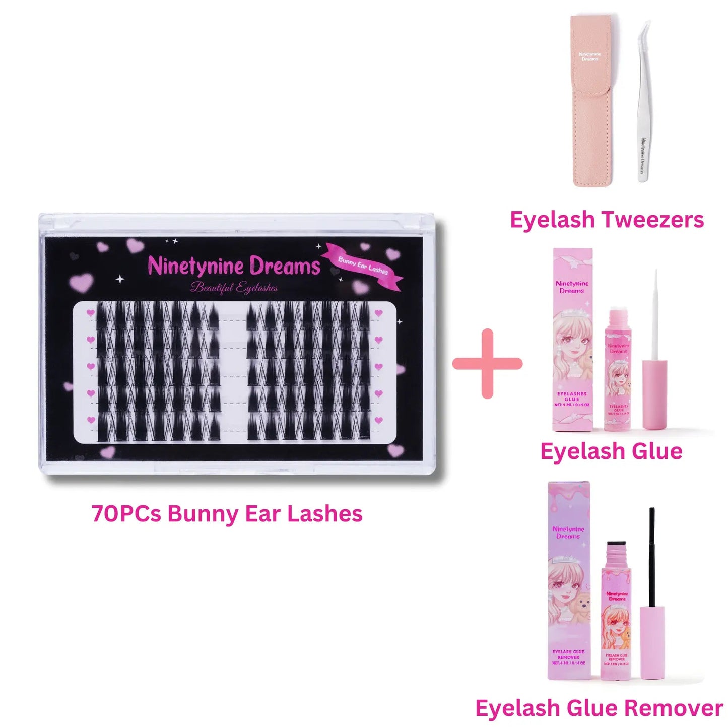 70 pestañas con forma de orejas de conejo