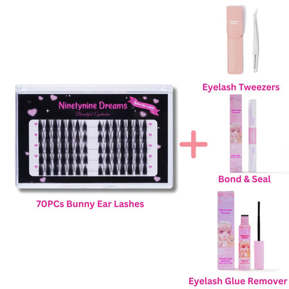 70 pestañas con forma de orejas de conejo