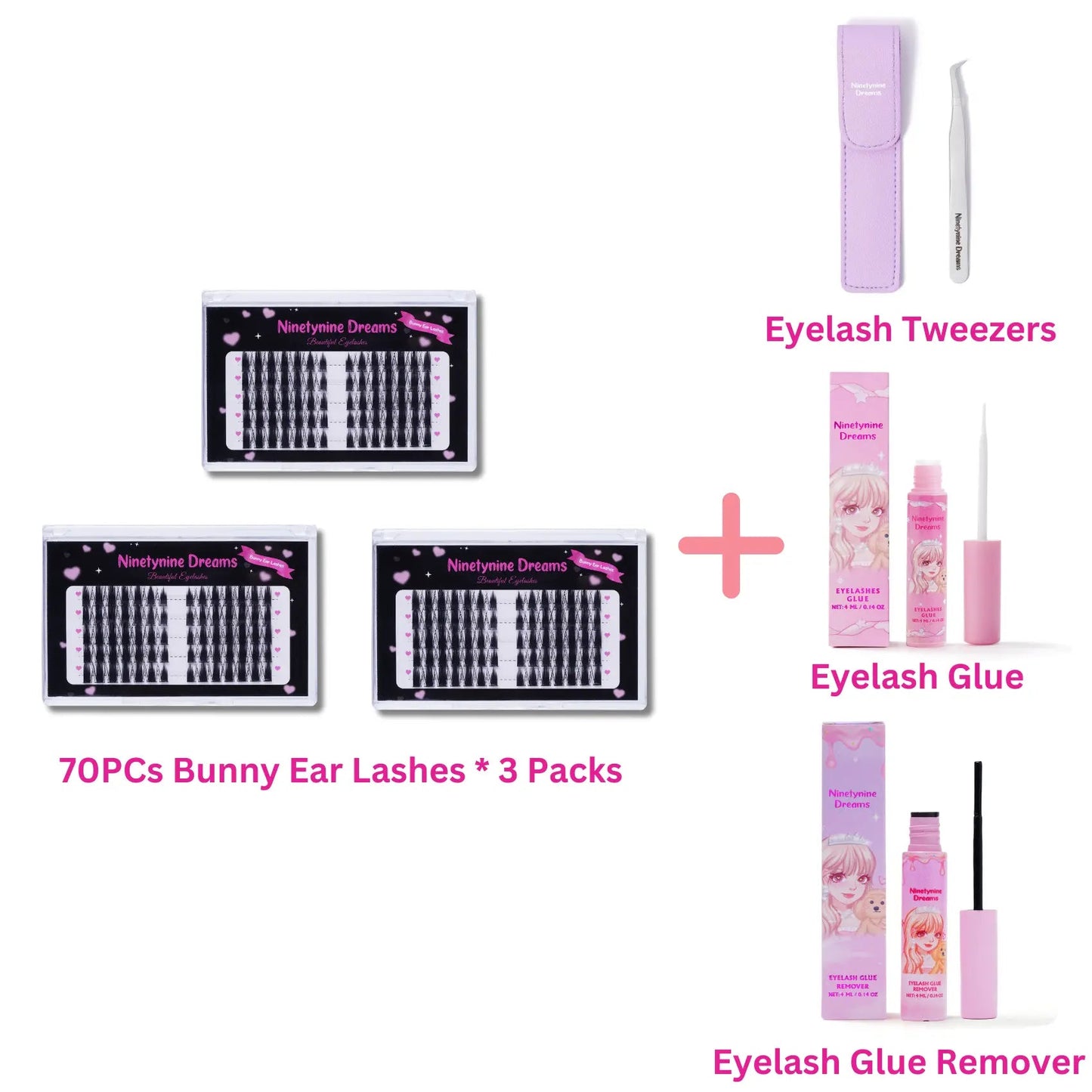 70 pestañas con forma de orejas de conejo