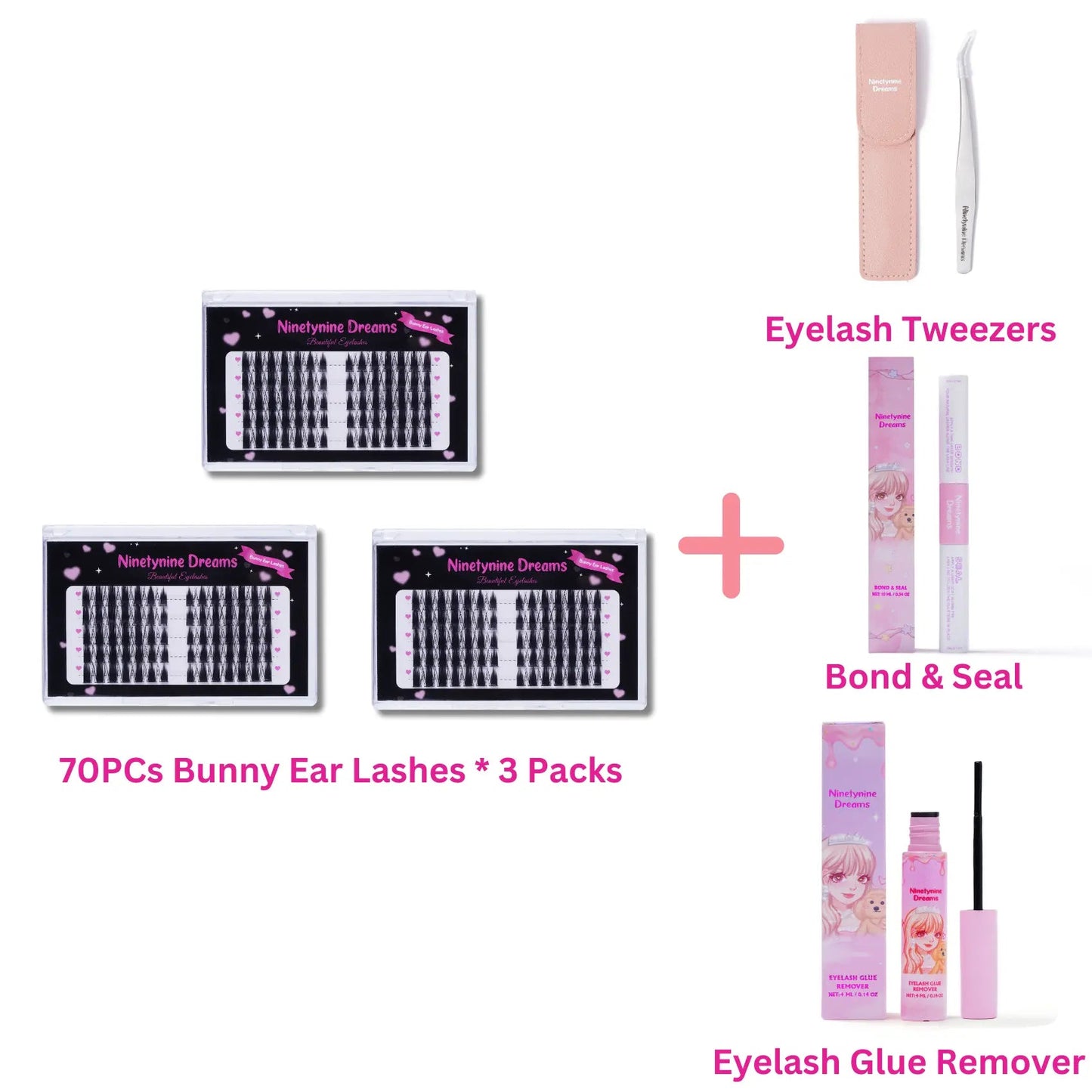 70 pestañas con forma de orejas de conejo